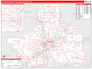 Little Rock-North Little Rock-Conway Metro Area Wall Map Red Line Style